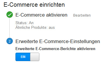 Erweiterte eCommerce Settings