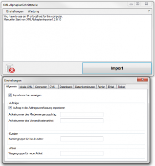 Alphaplan Schnittstelle - XML Bestell- und Adressimport 